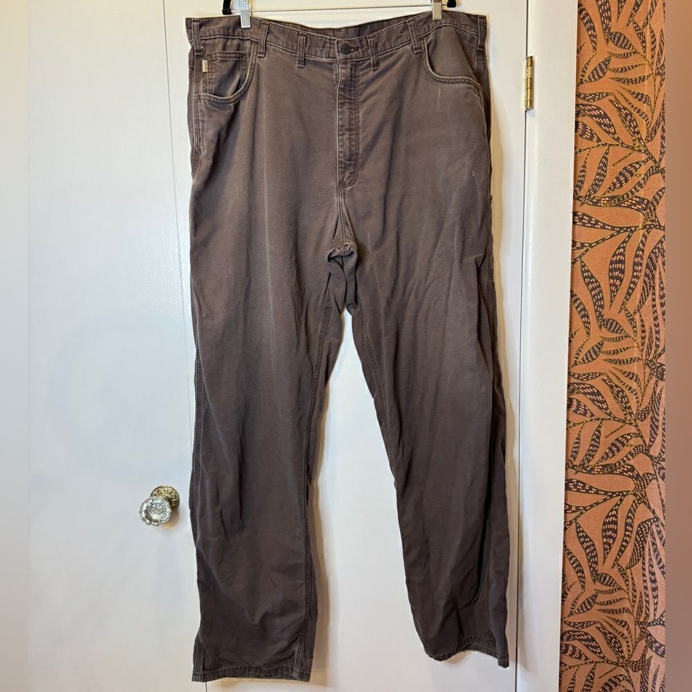 CARHARTT FRB159 Flame-Resistant Mid Weight Canvas Pant Brown Men’s Size 44x36